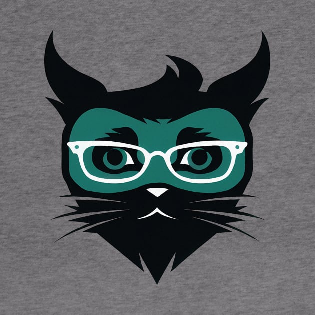 Flat style cat in eyeglasses by KOTYA